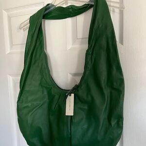 Anthropologie Green Leather Hobo Bag